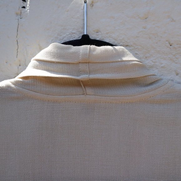 Vintage Drapey Coat - Flowy Lightweight Relaxed Fit Cream Sweater Shawl - Picture 6 of 7